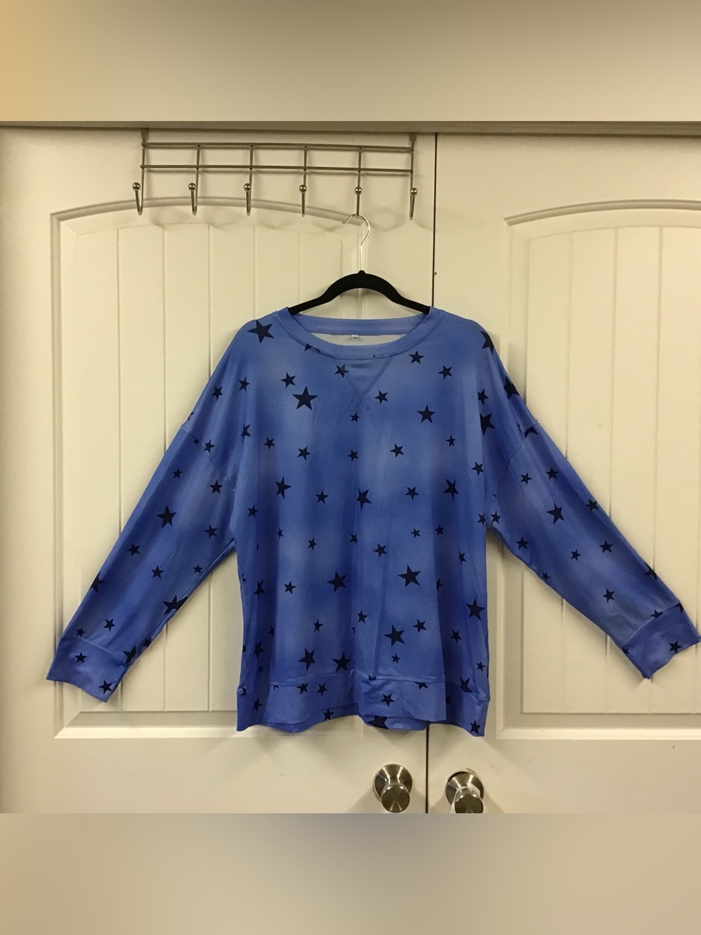 Blue Star Print Long Sleeve Pullover size XXL